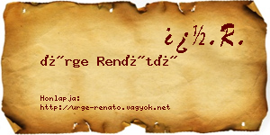 Ürge Renátó névjegykártya